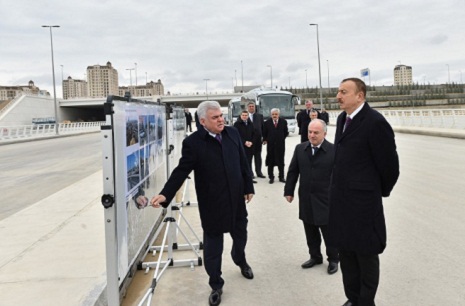 Ilham Aliyev reviews ongoing construction of road and transportation infrastructure around Baku Olympic Stadium - PHOTOS